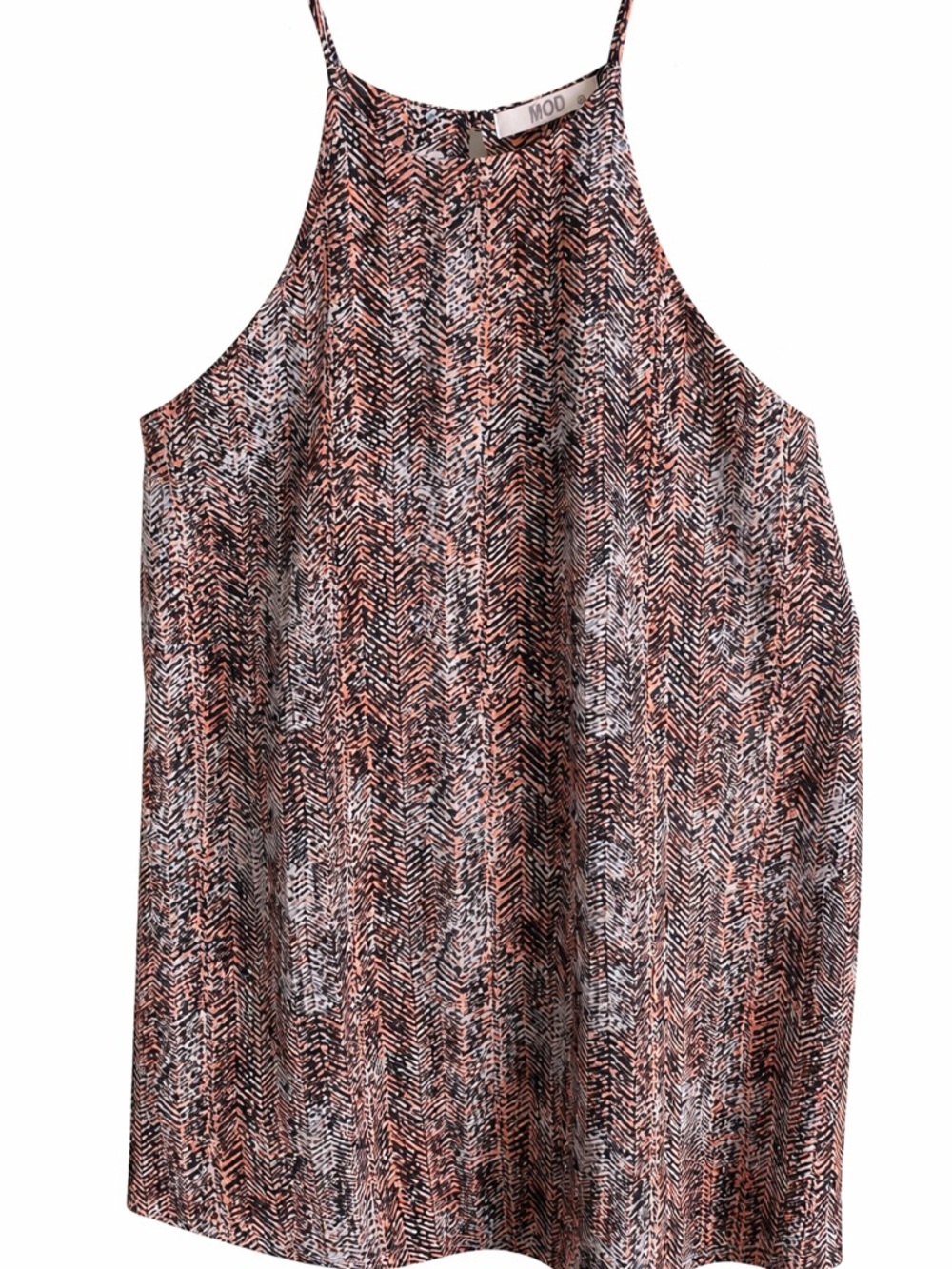 Modcloth Peach, Black & White Halter-Style Printed Tank